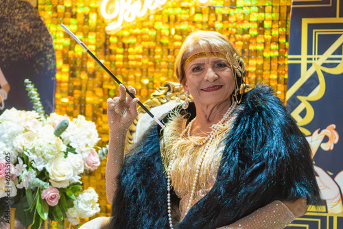 Gatsby Gala: Lady in 1920s Attire with Cigarette Holder