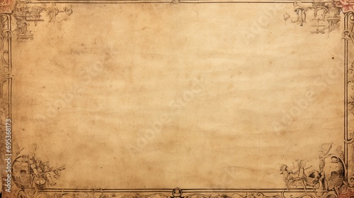 Antique paper with drawing of medieval border