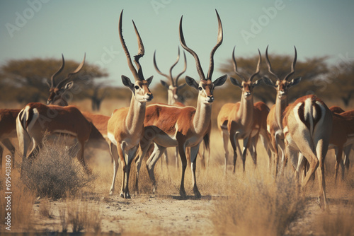 A group of antelopes sharing amicable amusement, bringing a sense of camaraderie and joy to visual storytelling.
