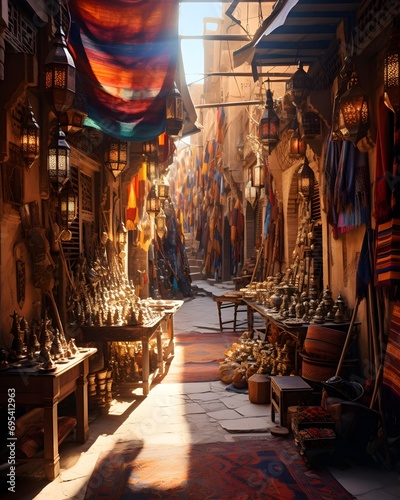 Street market in the old city of Essaouira, Morocco