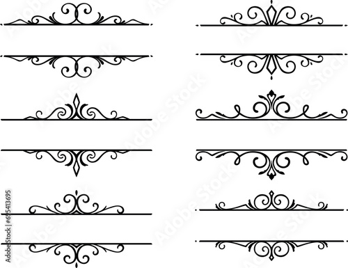 Frame with Floral ornamental divider. Vector illustration design ornament jewelry dividers and borders for wedding invitation, greeting cards, anniversary or celebration events. Black collection V2.