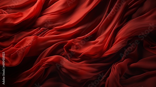 A bold maroon fabric cascades over a fiery red canvas, creating an abstract masterpiece that evokes passion and mystery