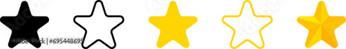 Gold star award. Five stars rating. 5-star quality rating icon. Five stars customer product rating review flat icon for apps and websites. Vector EPS 10 and PNG