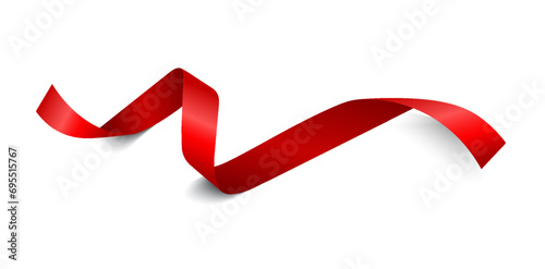A curly red ribbon for Christmas and birthday present isolated against a transparent background.