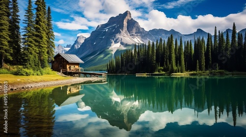 The beautiful scenery of emerald lake in yoho national park, british columbia, canada is a must-see.