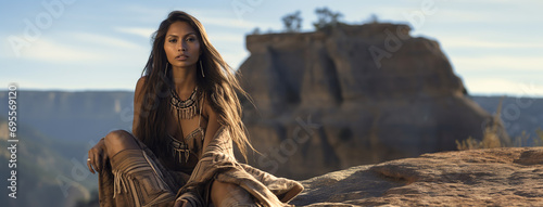 Portrait of Native American woman. 