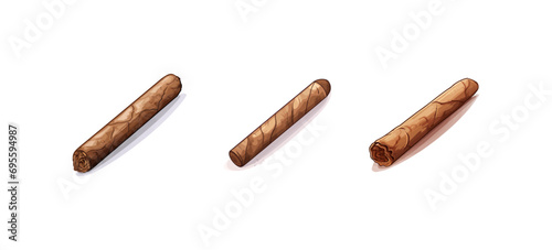 Cartoon lit cigar with smoke. Vector illustration design.