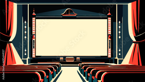 Retro movie theater scene vektor icon illustation
