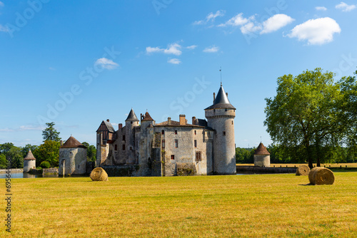 View of Chateau de la Brede, feudal castle in commune of La Brede in Gironde departement, France