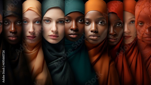 A Group of Women Wearing Headscarves in Different Colors