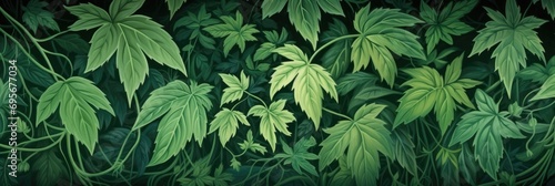 ivy green nettle leaves and vines wallpaper, generative AI