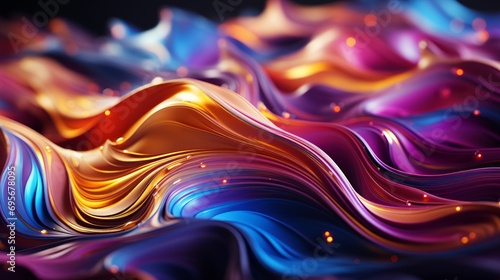 An abstract liquid swirling pattern with metallic highlights. 