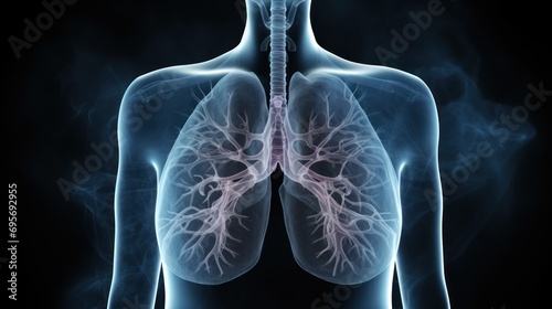 Male lung cancer biopsy respiratory system in x-ray.