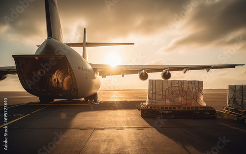 plane with cargo packages