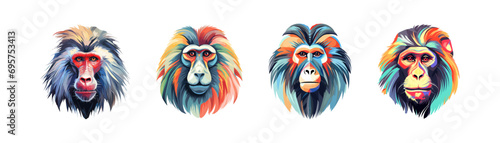 Portrait of a mandrill primate. Vector illustration design.