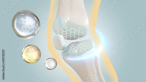  Orthopedic and bone treatment services Add collagen to knee joints 3d Rendering