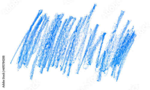 Photo grunge hand draw, scribble hatching, blue wax pastel, crayon isolated on white, clipping path