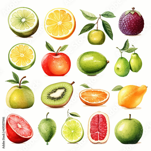fruit, apple, food, orange, isolated, pear, fruits, set, green, fresh, peach, strawberry, collection, red, white, plum, citrus, lemon, healthy, mango, banana, kiwi, pomegranate, grapefruit, cherry