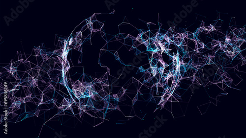 Futuristic vector sphere of particles and lines. Network connection big data. Abstract technology background. .