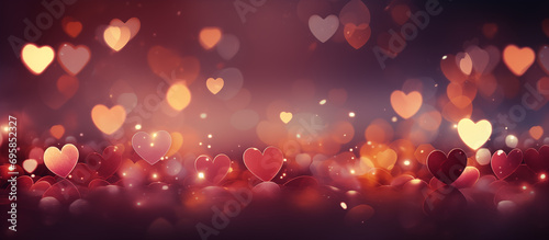Abstract background with red bokeh hearts