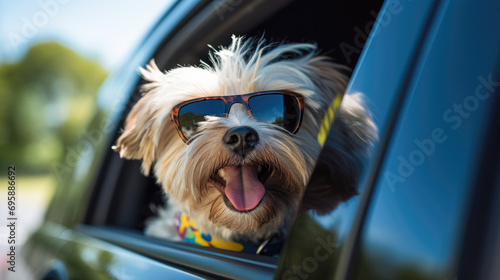 yorkshire terrier puppy in car