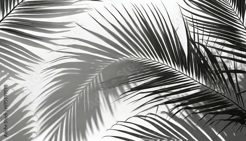 shadow palm leaves silhouette on white wall background tropical coconut leaf overlay element object for spring summer mock up product presentation