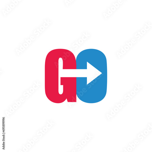 letter go arrow font connect colorful logo vector