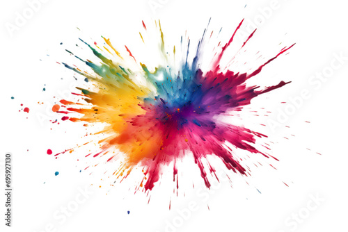 explosion of individual watercolor strokes of festive colors, reminiscent of an explosion of confetti at a holiday. isolated on white background.