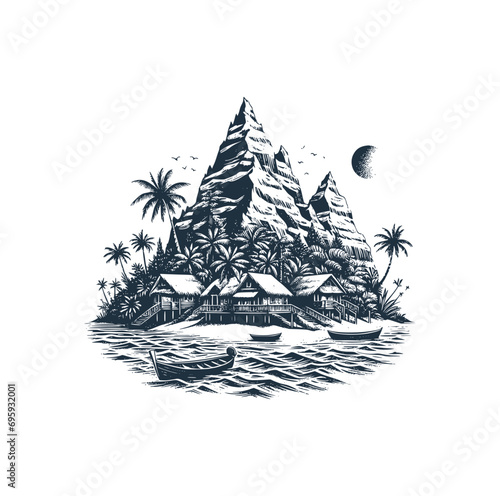 Bora-bora beach illustration