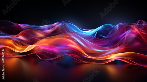 Dynamic and abstract pattern of energy light lines flowing in a variety of colors