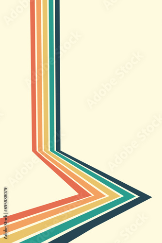 Retrofuturism poster design in trendy retro line style. Modern art poster retro vintage style 70s stripes background template lines shapes vector design