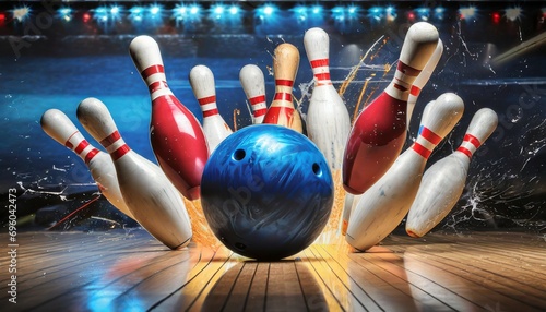 bowling ball hitting pins strike picture