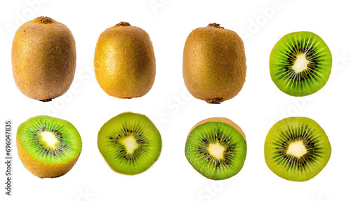  Delicious ripe kiwi fruits cut out 