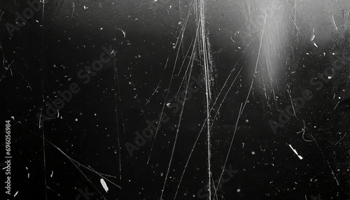 white dust and scratches on a black background the texture of dirt on the glass