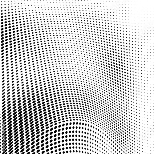 Black and white halftone texture in the form of a wave