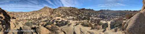 Panoramic Detail of the Cottonwood Springs Trail in the Joshua Tree National Park of California