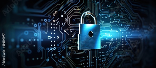 Cybersecurity and privacy concepts to protect data. Lock icon and internet network security technology