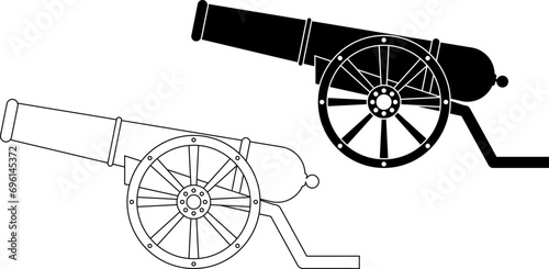 outline silhouette cannon icon set