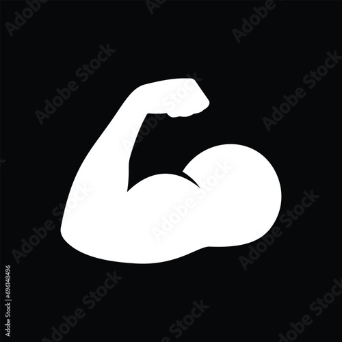 Arm biceps icon in black background 