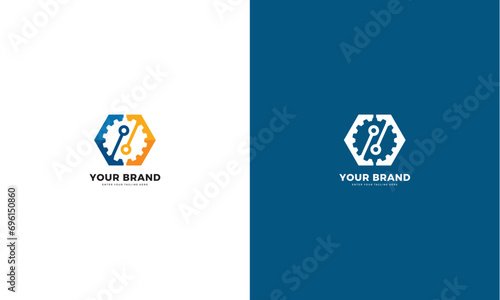 Electronic gear digital technology logo. Graphic design vector