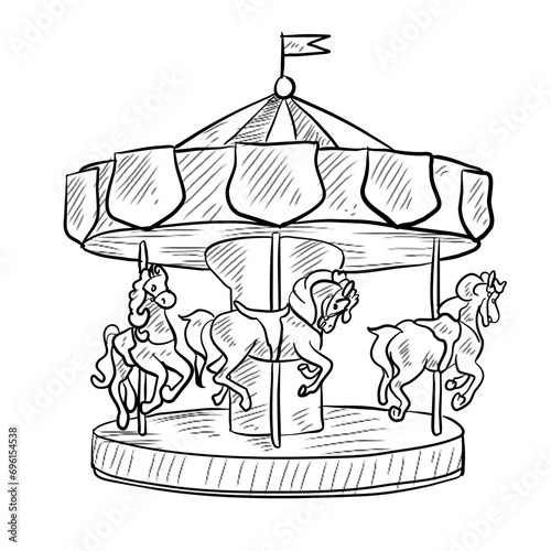 carousels ride handdrawn illustration