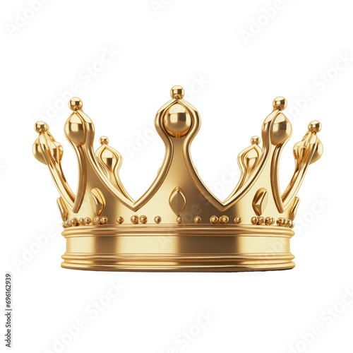 Gold Royal King crown isolated transparent, generative Ai