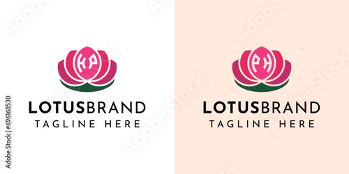 Letter HP and PH Lotus Logo Set, suitable for business related to lotus flowers with HP or PH initials.