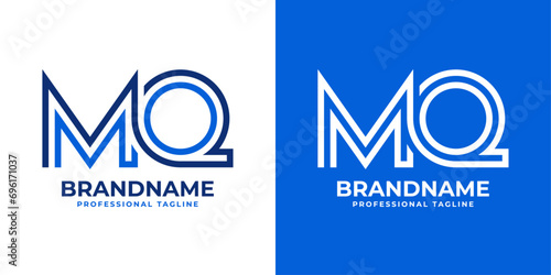 Letter MQ Line Monogram Logo, suitable for business with MQ or QM initials.