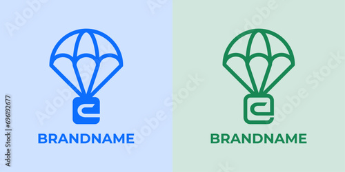 Initial C Airdrop Logo Set, great for business related to Airdrop or parachutes with C initial