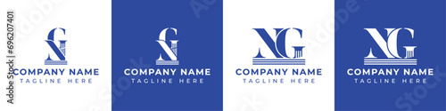 Letter GN and NG Pillar Logo Set, suitable for business with GN and NG related to Pillar