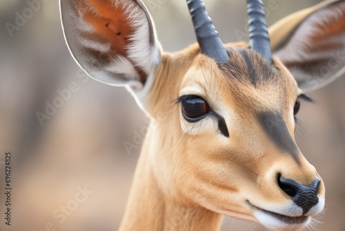 close-up of impala face with focus on eyes