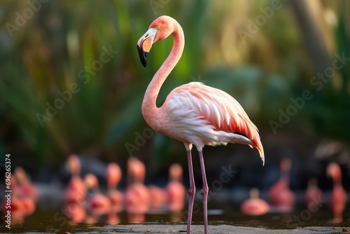 Greater flamingo Phoenicopterus ruber, A Greater Flamingo Phoenicopterus roseus, AI Generated