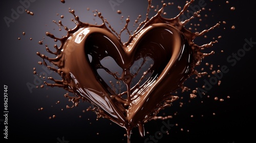 A chocolate heart with splash background