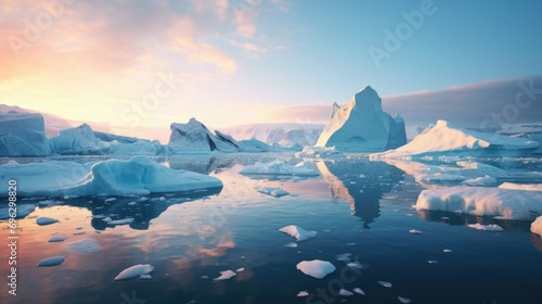 Ice and icebergs melting because of the global warming